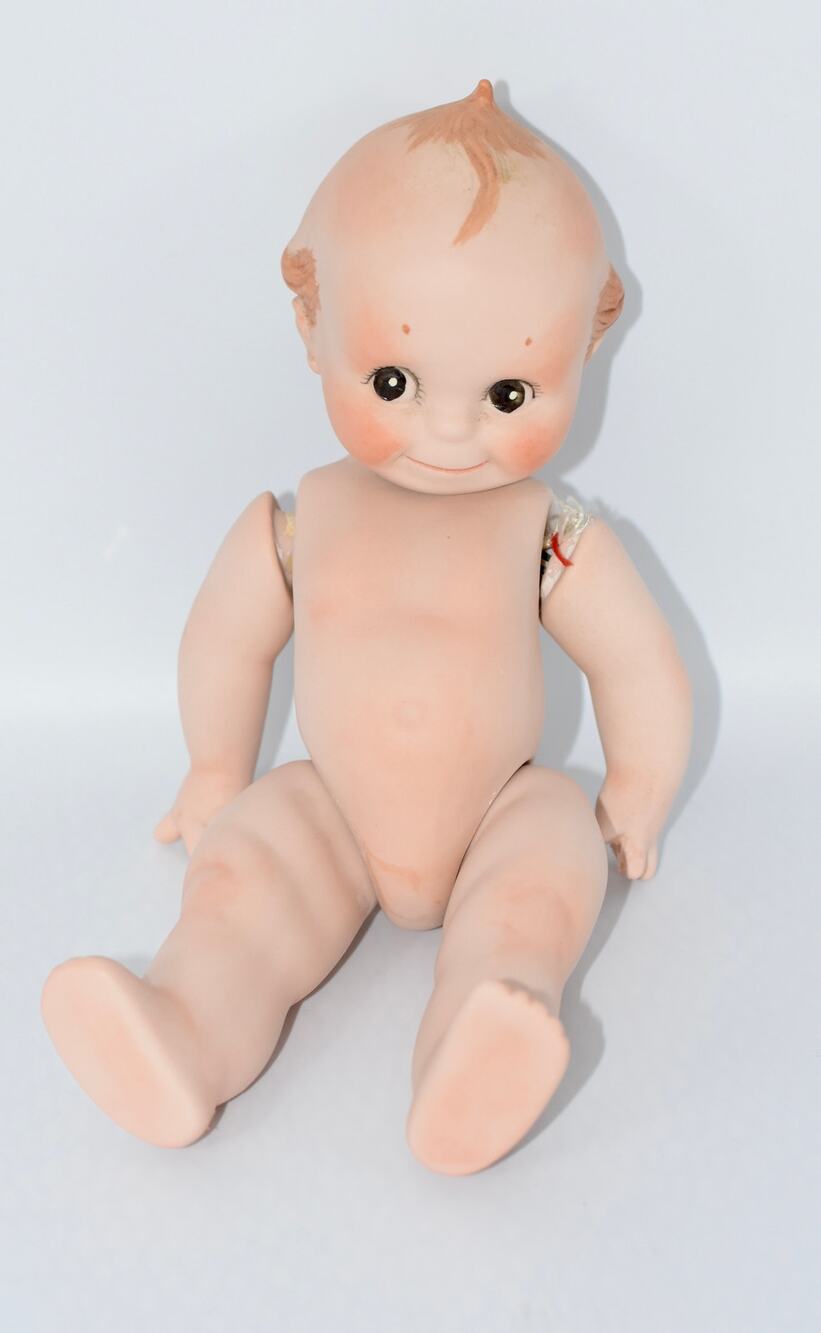RARE ANTIQUE KEWPIE BISQUE DOLL SIGNED JOINTED ARMS & LEGS